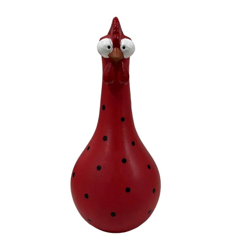 Colorful Dot Rooster Shape Flower Vases, 2 Piece Funny Resin Long Neck Chicken Sculpture For Living Room Office Decoration