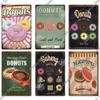 Putuo Decor Donuts Dessert Vintage Plaque Metal Plate Tin Sign Wall Art Decor Retro Poster for Kitchen Cafe Home Iron Painting