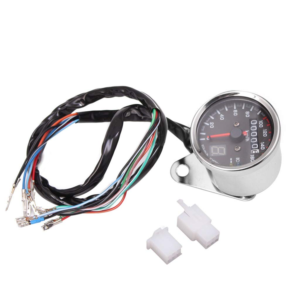 HANSWD Motorcycle Digital Odometer Speedometer Tachometer Gauge LED Indicator Universal DC