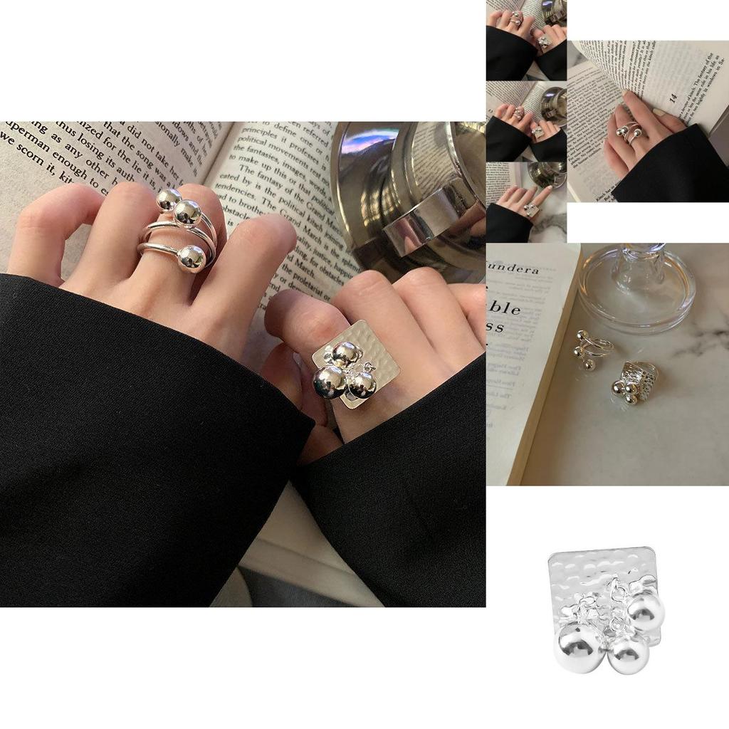 Eleganter Ring im koreanischen Stil aus 925er Sterlingsilber für Damen mit geometrischem Design und verstellbarer Größe