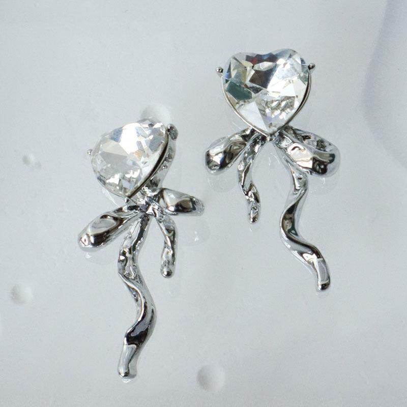 

Высококачественные сверкающие серьги-бантики Love Zircon, маленькие, милые и модные