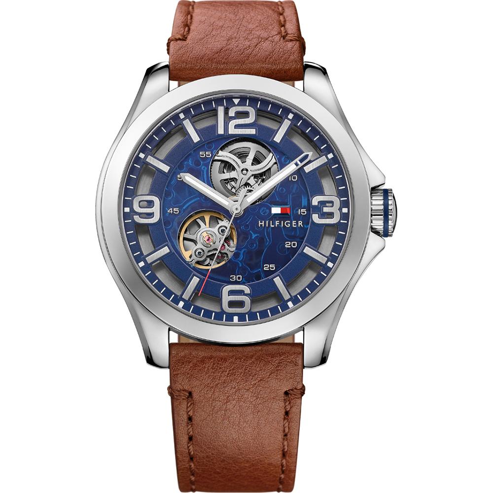 

Tommy Hilfiger Bruce Blue Brown Leather Men s Mechanical Automatic Watch 1791278 синий