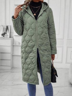 Elegante Damen Kapuzen-Reißverschluss Locker Baumwollgepolsterte Jacke für Herbst/Winter 2025