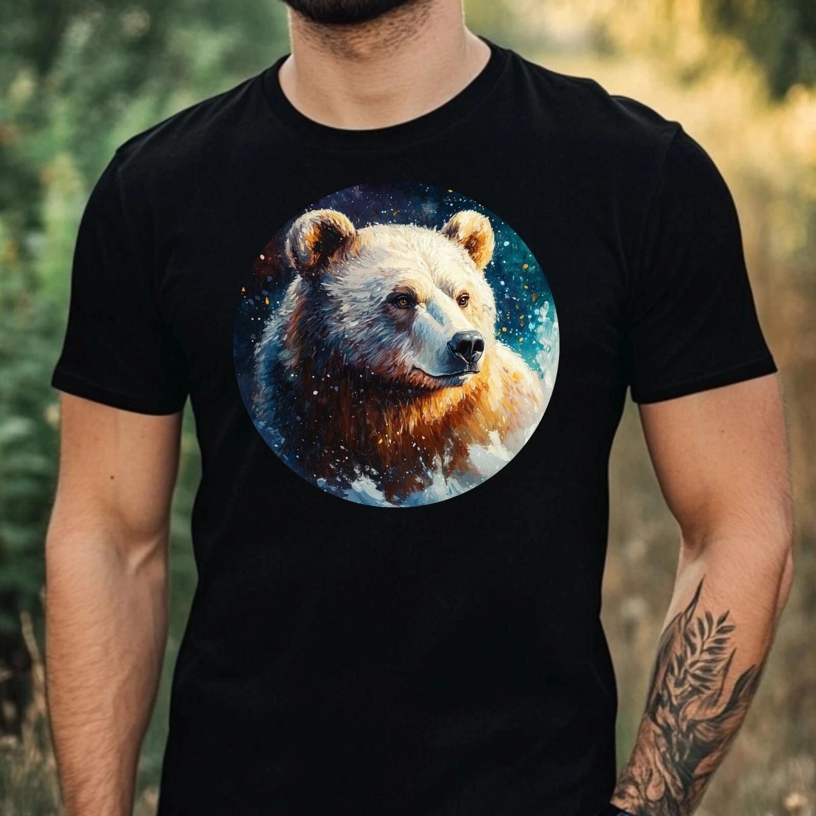T-Shirt Herren Bär Portrait Motiv Baumwolle Größe XS bis 5XL XL