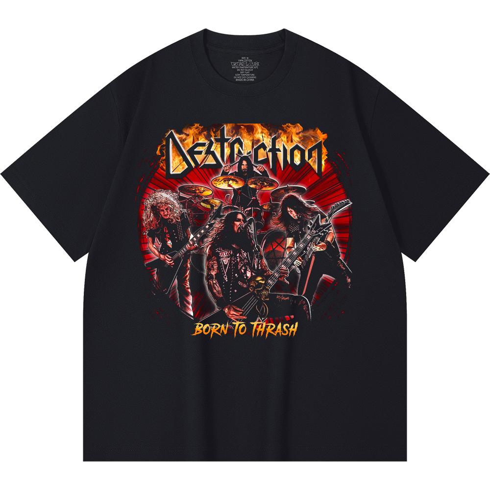 230 Gsm 100% Cotton Heavy Metal T-Shirt Rock Band Popular Music Print Unisex Heavy Cotton T Shirt