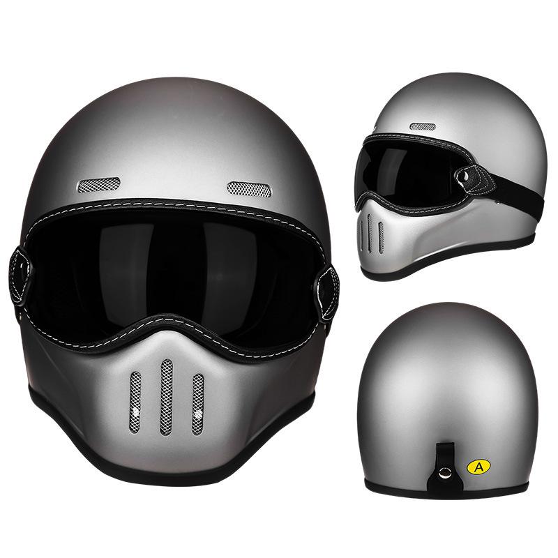 Retro Fiberglass Full Face Helmet for Motorcycles - Unisex Pig Nose Design, Small Shell for Harley Cruiser American Bikes