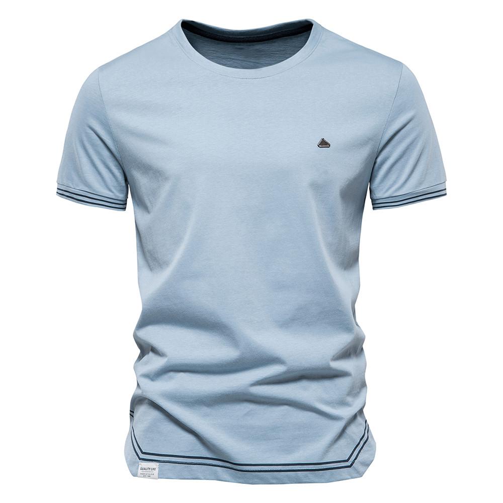 AIOPESON Classic Solid 100% Cotton Men T-shirt O-neck Short Sleeve Slim Fit Casual Sport T Shirts for Men Summer Men's Clothing