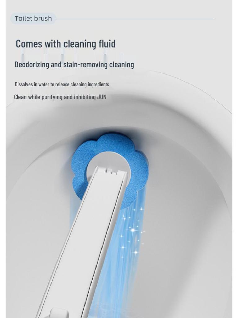 Wall-Mounted Disposable Toilet Cleaning Brush with Replaceable Head