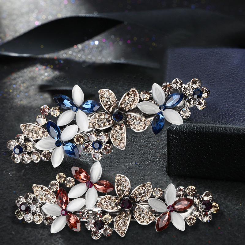 Elegant Korean Rhinestone Ponytail Hair Clip - Large Spring Hairpin Accessory