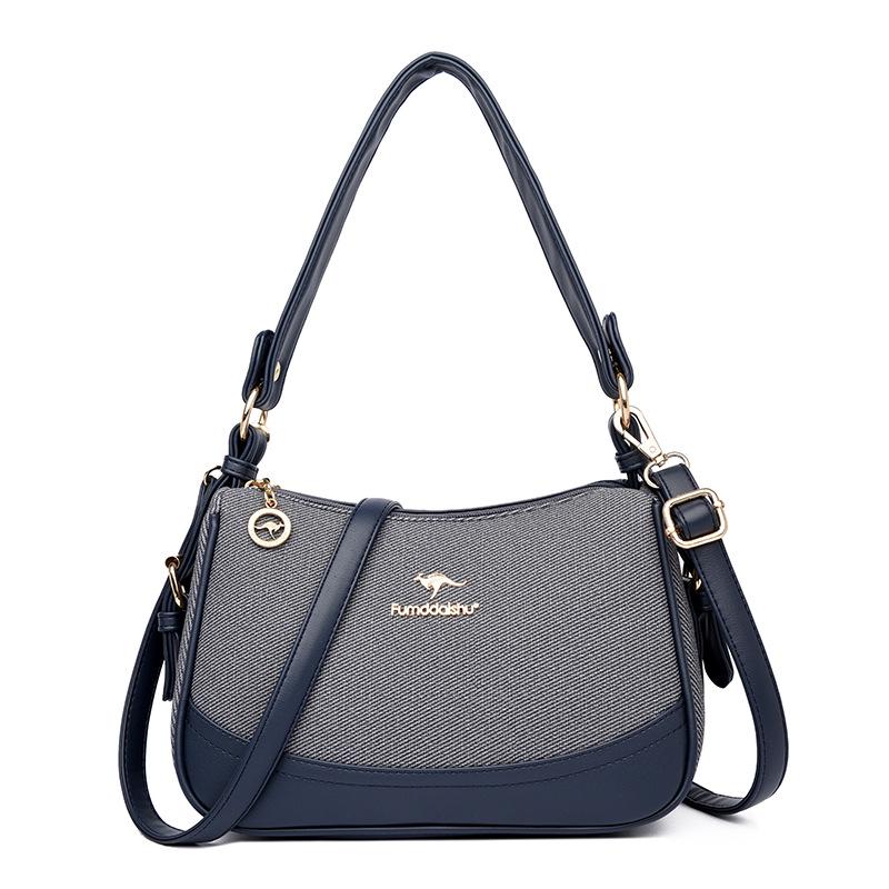 

Женская лоскутная сумка-пельмень под мышкой через плечо нового стиля 2024 года - Модная сумка на одно плечо большой вместимости для мам синий