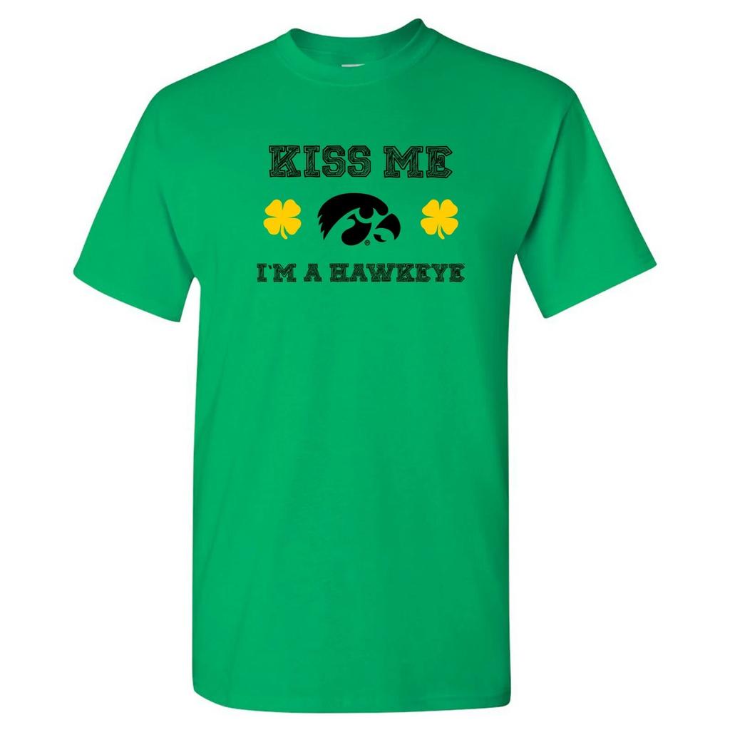 Kiss Me I'm A Hawkeye- Iowa Licensed Short Sleeve T Shirt - Irish Green