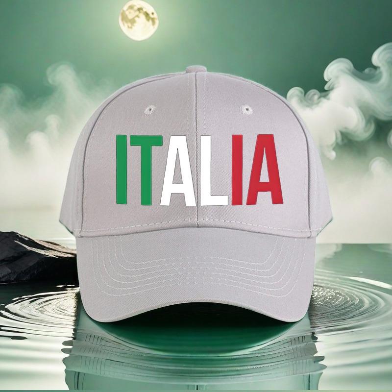 Italia Graphic Baseball Cap Unisex Black Peaked Hat with Italian Flag Design Perfect Travel Street Fashion Sports Outdoor Fun