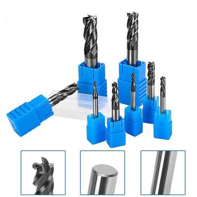 8-Piece Set: 2-12mm 45° Tungsten Steel Carbide End Mill CNC Tools with 4 Slots