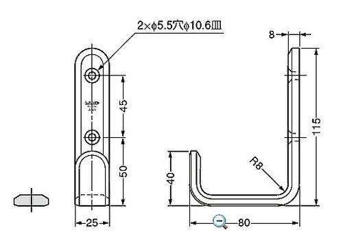 Sugatsune Industrial Lamp Mark Stainless Steel Hook, XL-SF Type, XL-SF-115-S