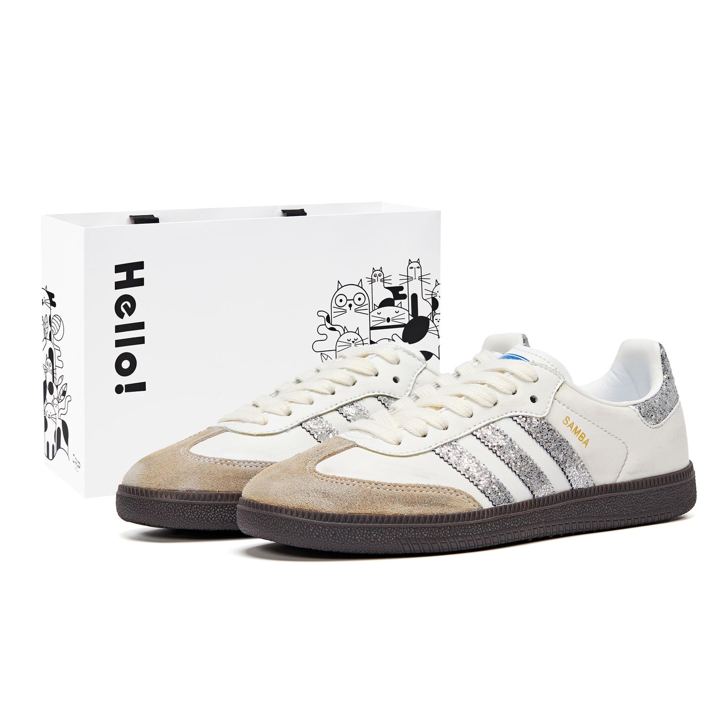 

Adidas Originals SAMBA OG German Army Trainers Unisex White Brown Silver B75806(Team943-SBOX) 40⅔