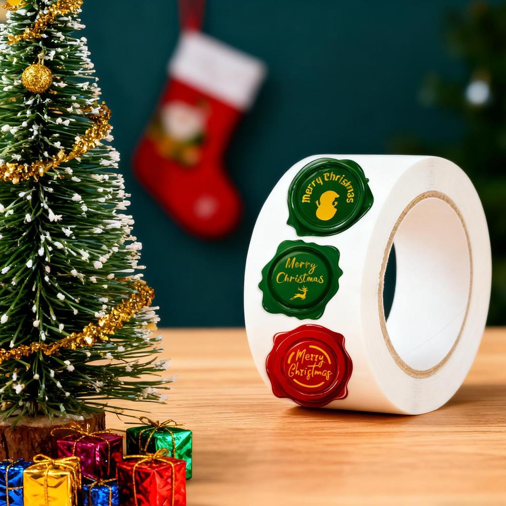 500 Pcs/roll Christmas Envelope Sealing Sticker Adhesive Envelope Sealing Stickers For DIY Craft Lovers Stocking Stuffers Kid