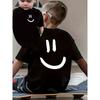 Europäische Größen Jungen Sommer Mode Kurzarm T-Shirt „Happy Mood“ Beidseitiger Druck Lässiges Outdoor Oberteil