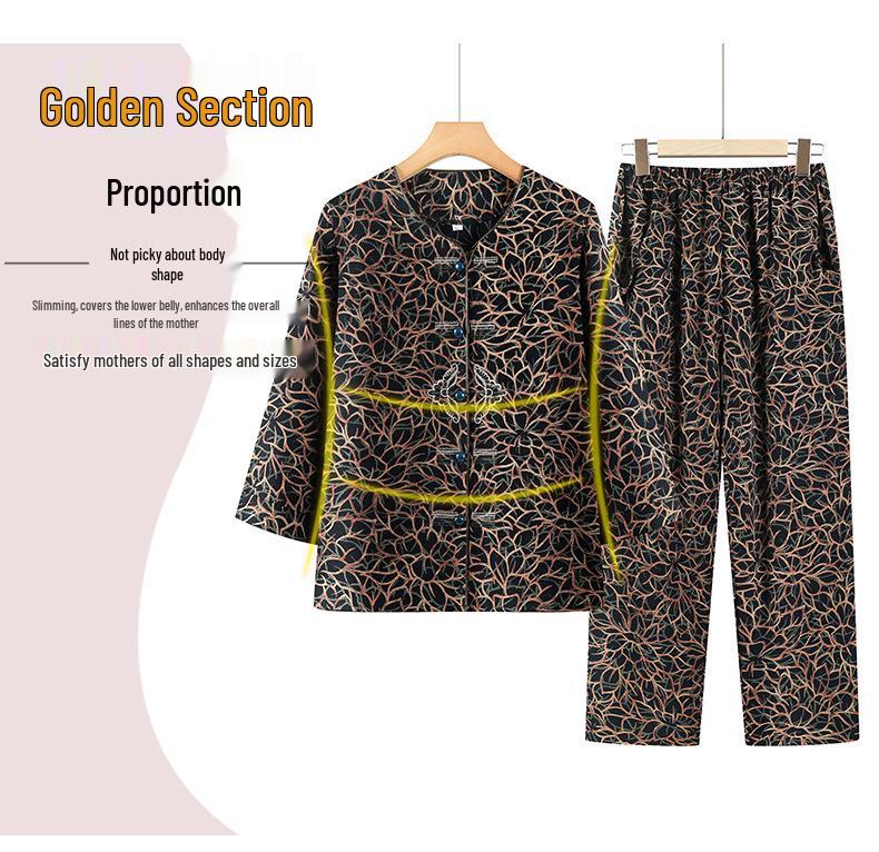 Mid-Sleeve Summer Shirts for Middle-Aged and Elderly Women, Grandma Style Home Wear Set