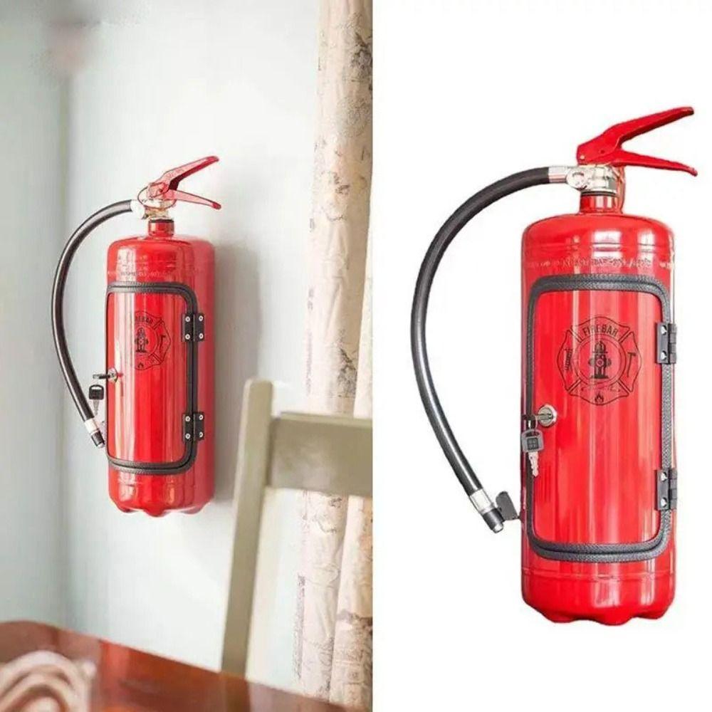 

Portable Extinguisher Shape Wine Cabinet Red Whiskey Storage Box Beverage Wine Rack Machine Home 40x12cm