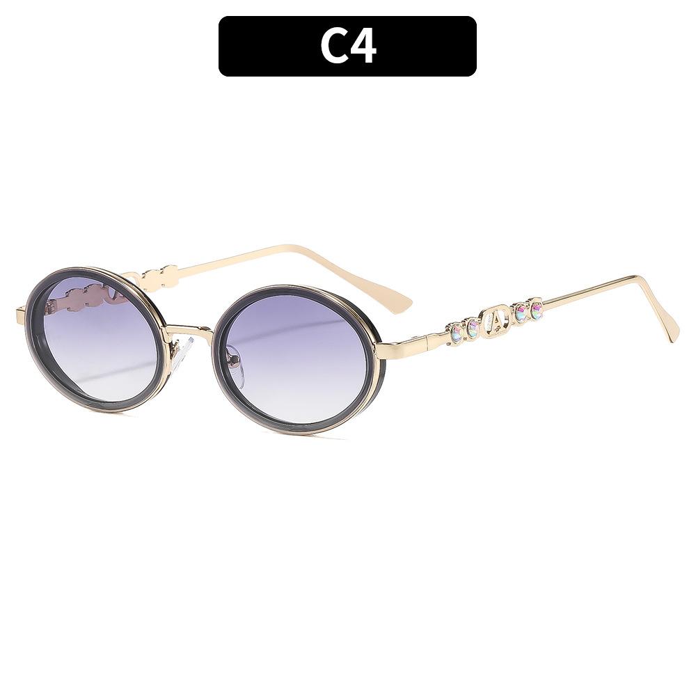 European and American fashion new retro trend sunglasses high-end diamond round sunglasses street shooting versatile personalized glasses