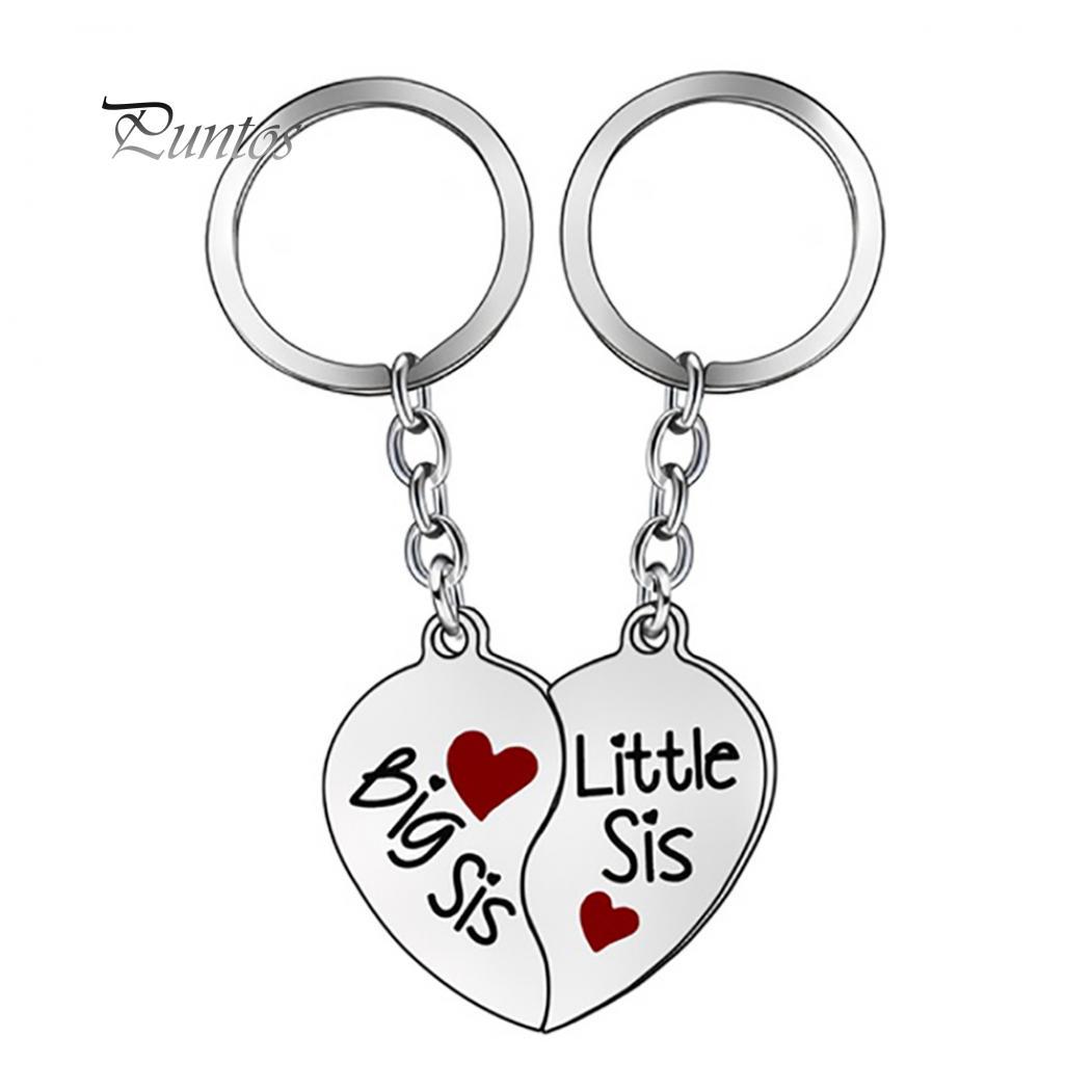 

2Pcs/Set Creative Heart Matching Key Ring Keychain Best Sister Jewelry Gift