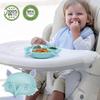 Silikone Baby Tallerken Sucker Non-slip Baby Tallerken Bpa Fri Med Skeer Til Børn Tåler Opvaskemaskine Mikrobølgeovn Dækkeserviet Høj Stol (blå)