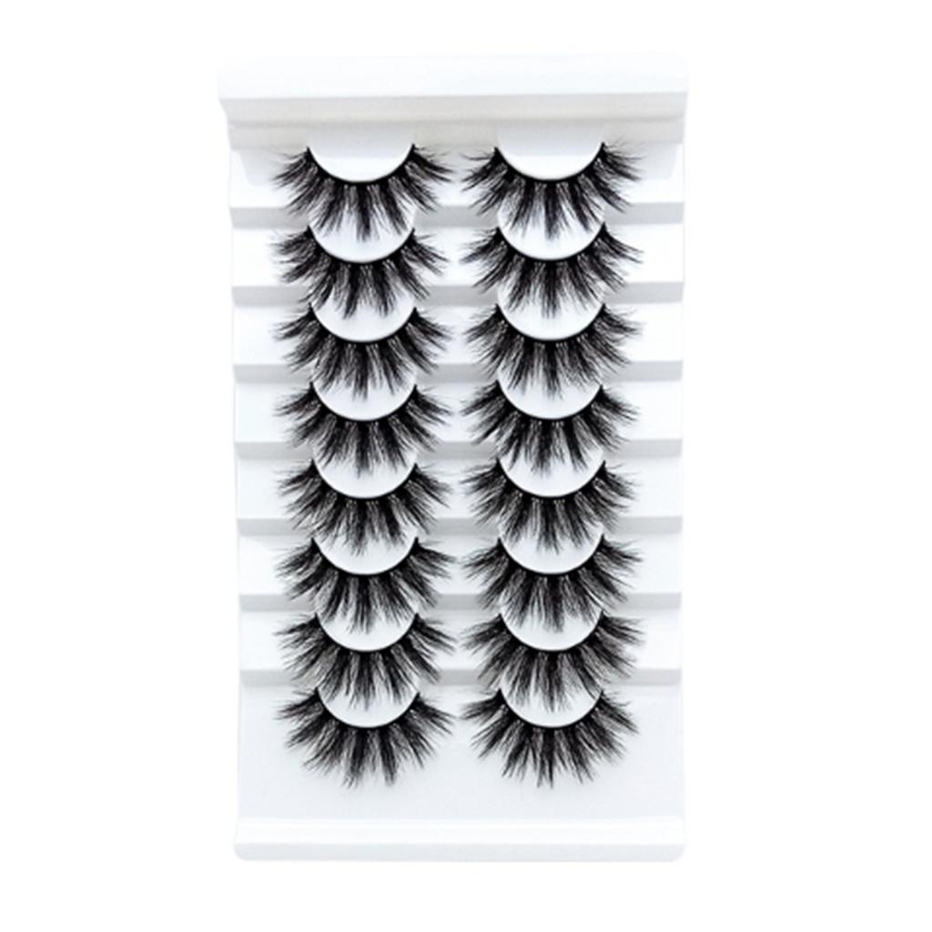 8 Pairs False Eyelashes Enlarge Eyes Soft Dense Long 3D Three Dimensional Curly False Eyelashes