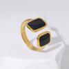 1pc Elegant Lady Style Square Drip Oil Stainless Steel Open Ring, Suitable For Women's Daily Wear