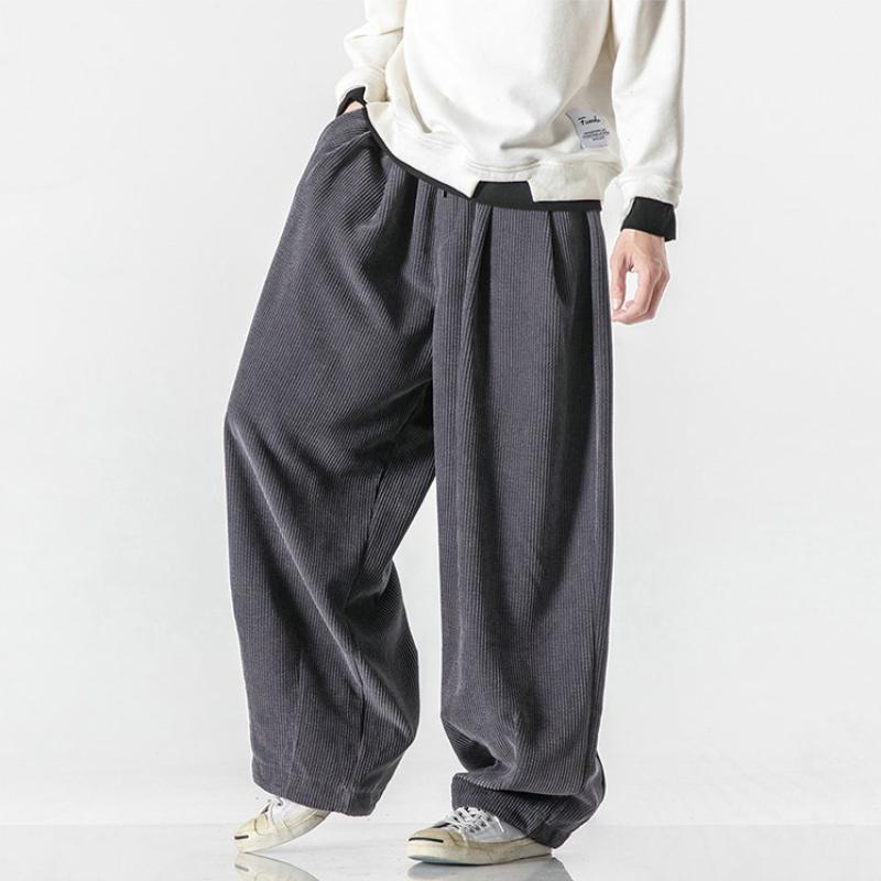 Frühling Herbst und Winter Übergröße Herren Vier Jahreszeiten Flachbein Hose Sportlich, Lässig Bequem Kord Samt Uni Locker Hose