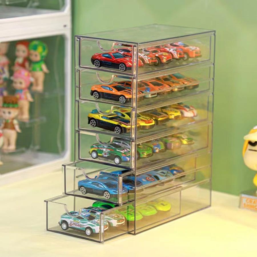 Tomica Transparenter Displayständer und Schublade für 1:64 Modellautos - Spielzeug-Aufbewahrungsbox für Kinder