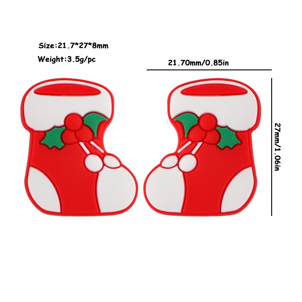 2/5pcs Christmas Series Silicone Beads Santa Reindeer Cookies Snowman DIY Pacifier Chain Jewelry Making Bulk DIY Crafts