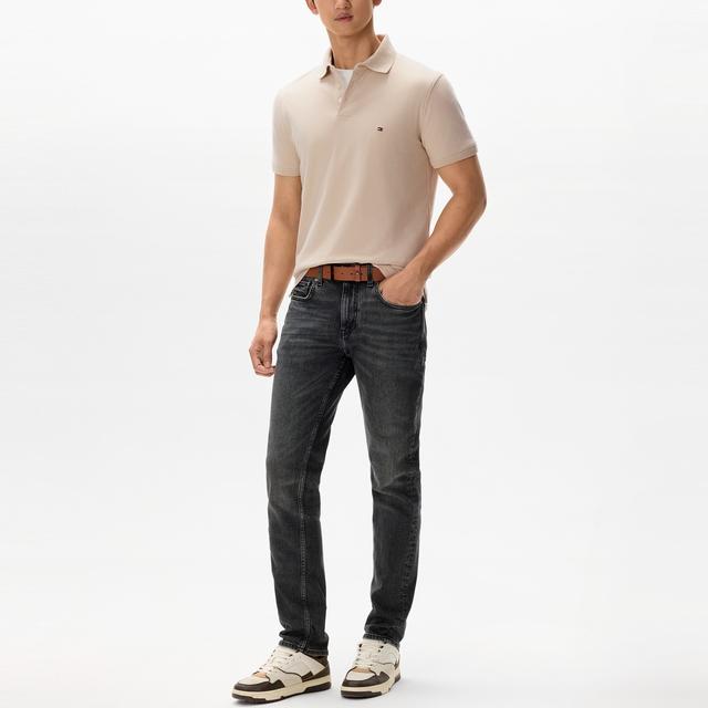 Tommy Hilfiger Lightweight Business Casual Breathable Slim Fit Solid Color Basic Short Sleeve Polo Shirt Men Tops 78JA598ACI