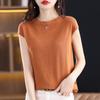 Knitted Sweater Short-sleeved T-shirtround-neck Summer Short Top New Loose Slimming Vest