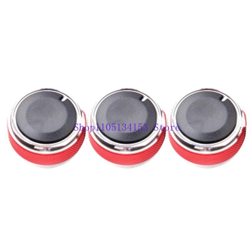 Car Air Conditioning Switch Climate Control AC Volume Audio Tune Trailer Knob Cover Ring Button Trim for 3pcs красный