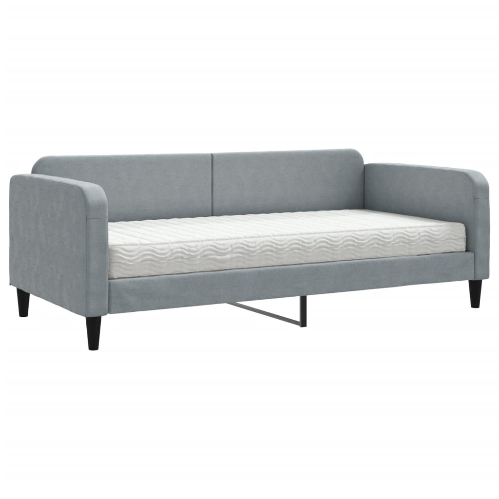 Vidaxl Sofa Z Materacem, Jasnoszara, 90X190 Cm, Tkanina