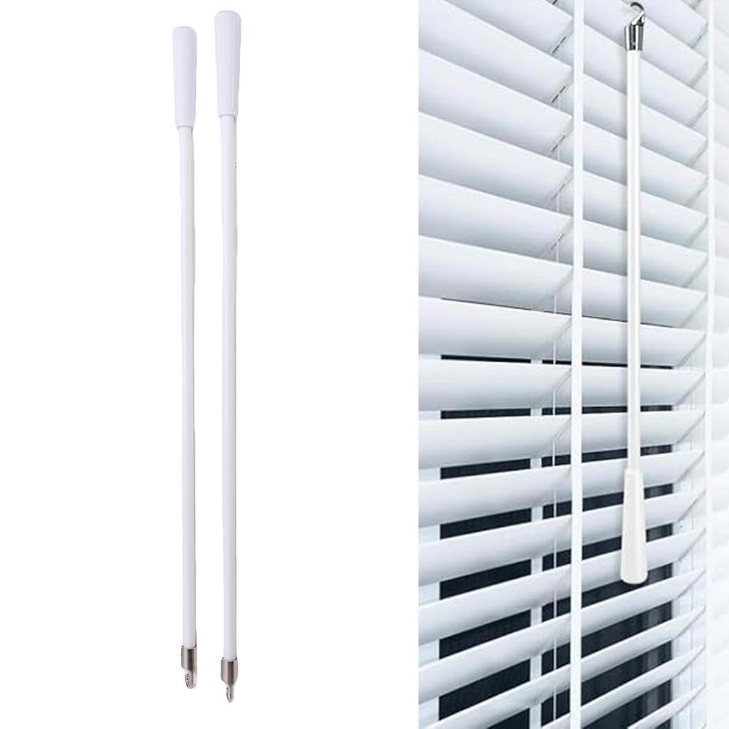 2pcs Blind Wands Vertical Blinds Stick Replacement with Hook Handle White Fiberglass Blind Tilt Wands for Window Opener Accessory