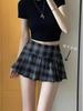 American Retro Plaid Pleated Mini Skirt - Korean Style Spring/Autumn Spicy Girl Academy Look