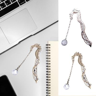 Lesezeichen Vintage-Stil Metall Drachen-Design mit leuchtenden Perlen Farbecht