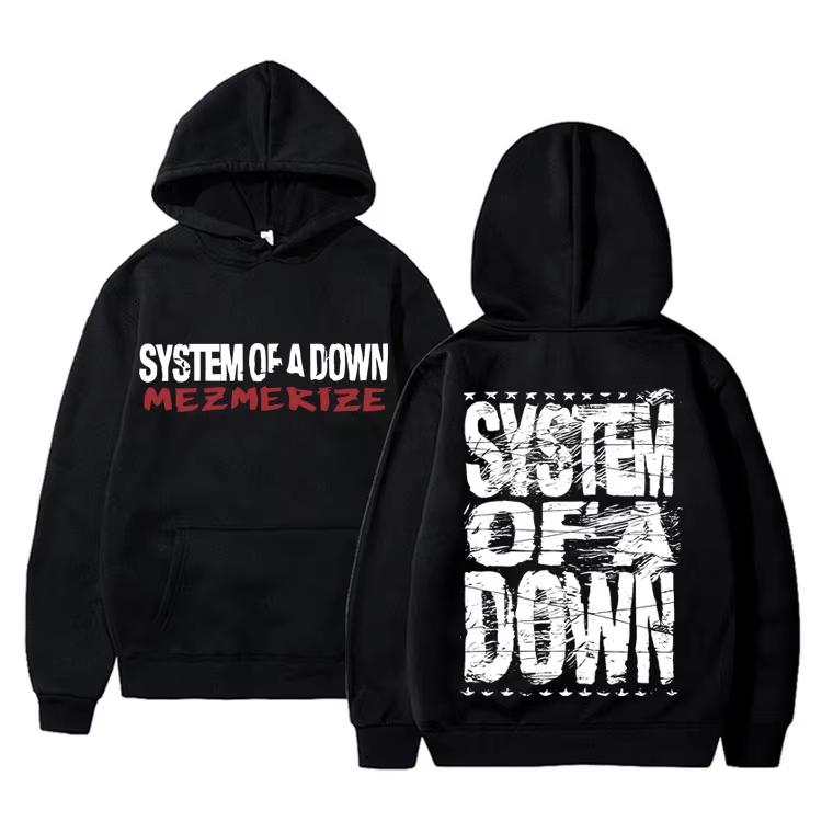 Hot Sale 90s Vintage Rock Band System of A Down Mezmerize Print Hoodie Men Women Fashion Pullover Long Sleeves Casual Loose Vintage Printed Sweatshirt