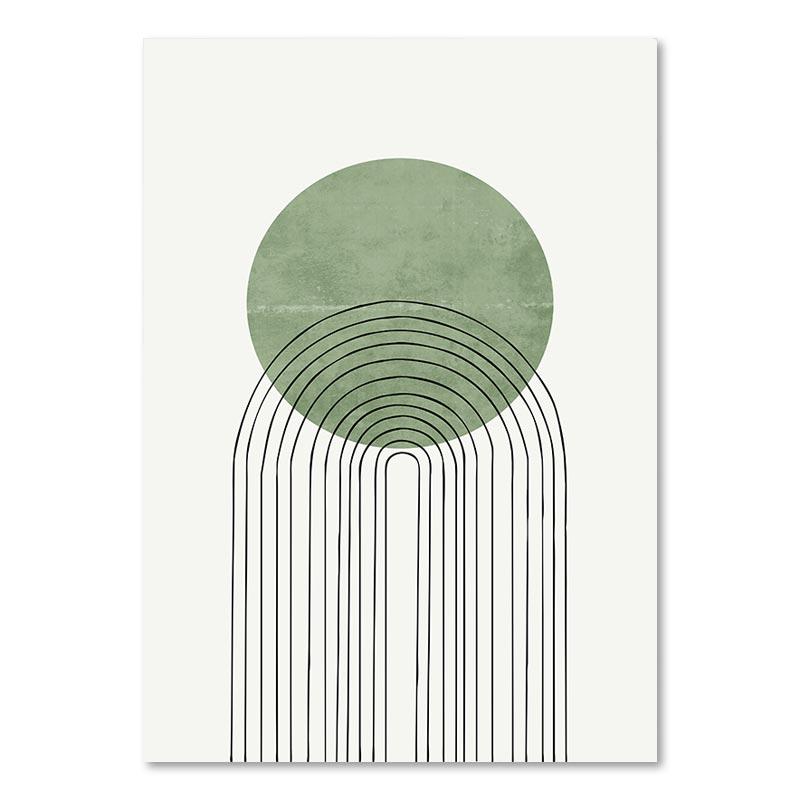 Abstrakt linje Figur Gröna löv Affisch Modern Väggkonst Dukmålning Nordisk Minimalistisk Bildtryck Hem Vardagsrum Inredning