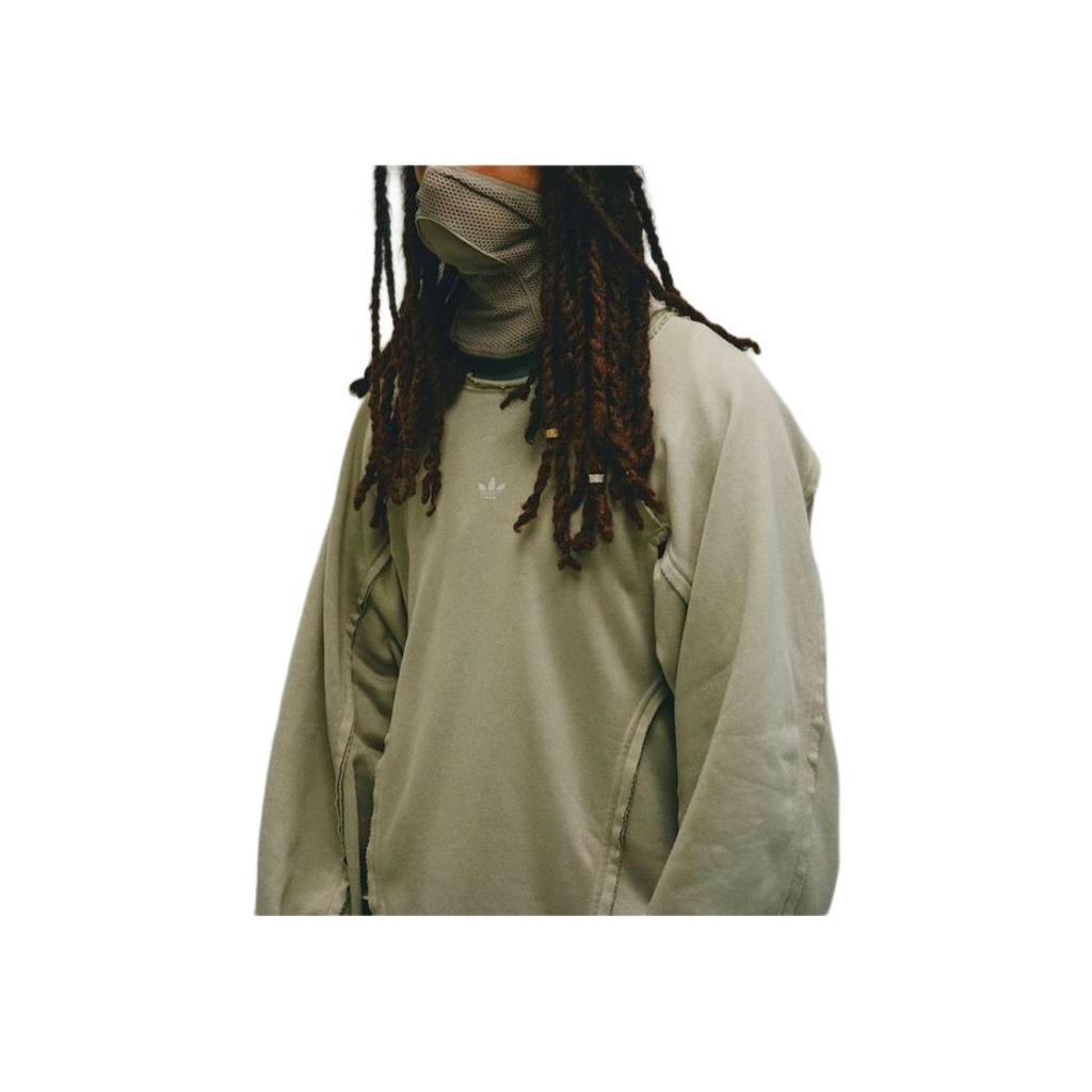 Adidas Originals X Hamcus Collaboration FW23 Solid Color Small Logo Cut Round Neck Pullover Sweatshirt Unisex Sweatshirt Off-White IS0648