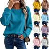 Women's Color Neck Long Sleeve Sweatshirt Pullover Top for Casual Everyday Wear