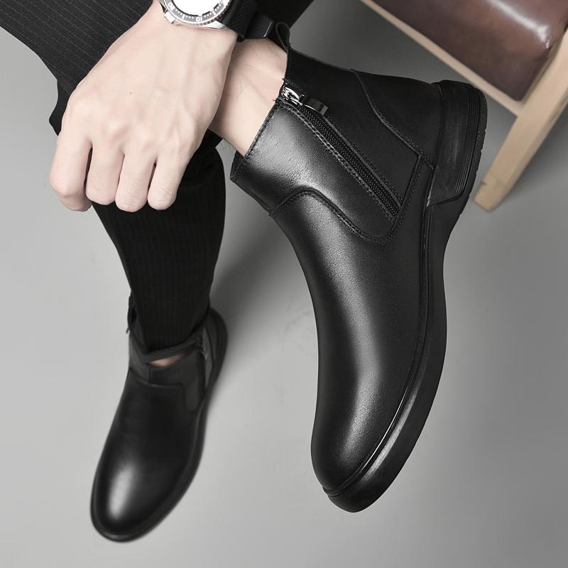 British Style Chelsea Casual Leather Boots Pure Color Versatile Winter Shoes 2026 New Genuine Leather round Flat Designer Shoes