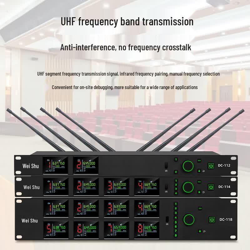 VeShu DC-112 Professional 2-Channel True Diversity Wireless Lavalier Microphone System (CN Version)