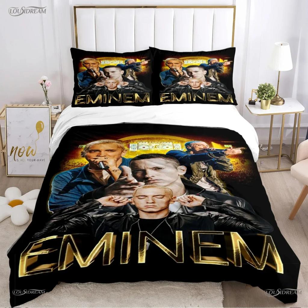 Eminem Hip-hop Singer Bedding Set Single Twin Full Queen King Size Polyester Bedroom Duvet Cover Aldult Kids Quilt Cover Set