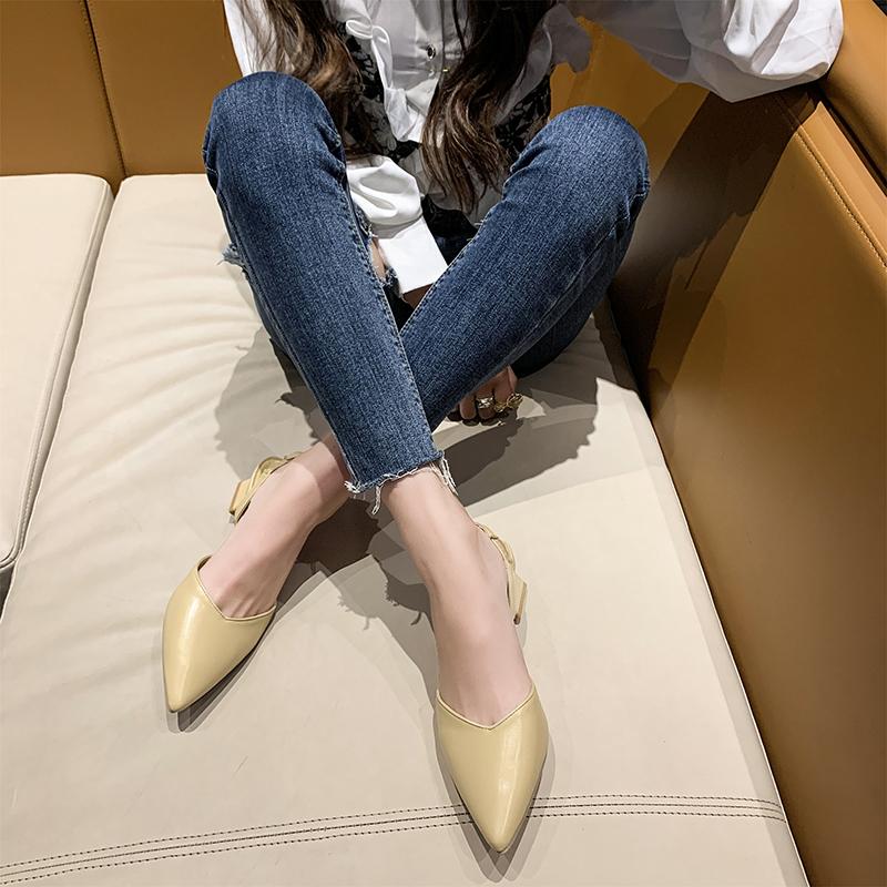 Fashion Women's Heeled Sandals Summer Fashion Sexy Pointed Toe Square Heel Candy Color Ladies Mules Shoes Party Wedding Women Pumps New