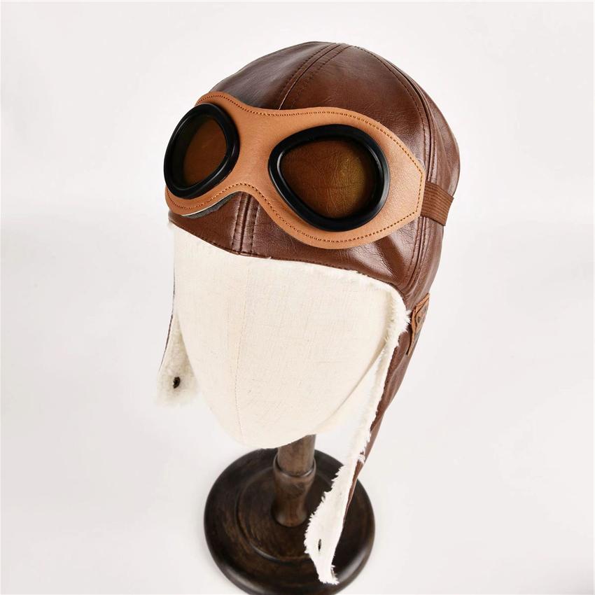 

2020 Детская зимняя кожаная шапка-бомбер, сохраняющая тепло, имеет очки для мальчиков и девочек, защитная шапка для ушей, мягкая искусственная меховая защита от холода 42-52CM