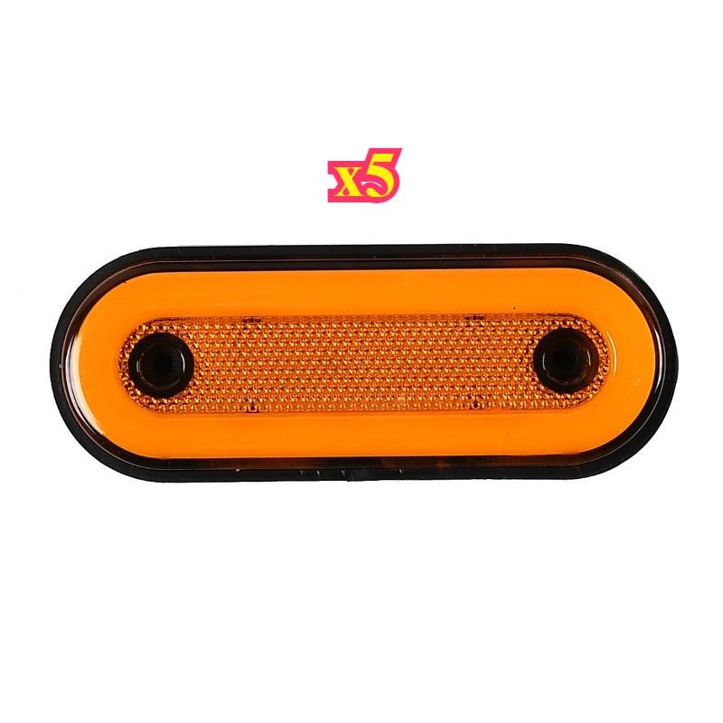5Pcs 12V/24V Truck Side Marker Light LED Trailer Lights Reflector Van Clearance Lights for Scania for DAF Truck for Isuzu