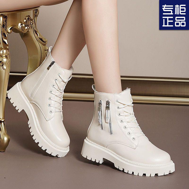 Korean version of thick heel foreign style Martin boots women's 2025 autumn and winter super soft winter velvet British style short boots women's vers