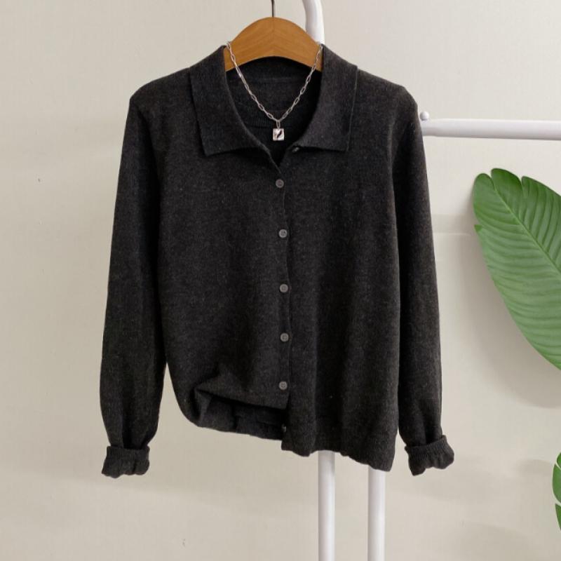 Honey J Round Neck Sleeveless Collar Button Cardigan Knit  4 Colors 